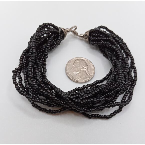 Natural Black Coral Beaded Bracelet 7.5" – Multi-Strand, Unique & Elegant - Picture 4 of 4